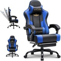 silla gaming gtplayer ergonomica con reposapies reposacabezas y lumbar altura ajustable acolchada 180 kg - azul