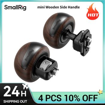 SmallRig mini mango lateral de madera con tornillo de fijación de 1/4''-20, mango ergonómico compacto, compatible con mano izquierda/derecha, soporta 15 kg