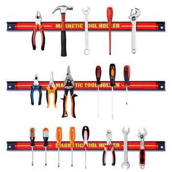 Costway 6 piezas Tiras Magnética 46cm Barra de Herramientas Portaherramientas Banda Soporte para Garaje Taller