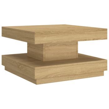 Mesa De Centro 60x60x35 Cm Mdf Con Chapa - Marrón