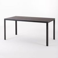 mesa fija de jardin 156x78 cm en acero y lamas efecto madera de polietileno - thomas moca