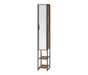 Armario alto namsskogan puerta con espejo 160x24x30cm - efecto nogal [en.casa]