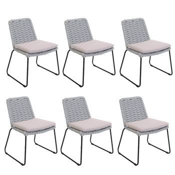 Silla De Jardín De Mimbre Balero Gris Claro - Lote De 6