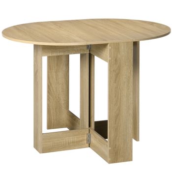 HOMCOM Mesa de Cocina Plegable con 2 Alas Abatibles Mesa Plegable para 1-2 Personas 104x76x73,7 cm Roble
