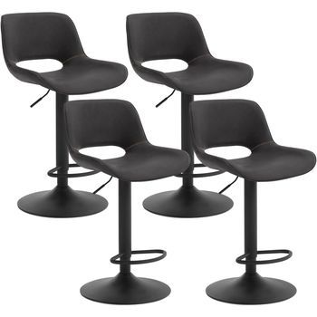 Juego De 4 Taburetes De Bar Giratorios 360°,de Piel Sintética Y Metal,sillas De Bar Regulables En Altura,48x38x106cm,antracita,woltu