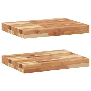2 Piezas Estante Pared | Estante Flotante Madera Acacia Acabado Aceite 40x30x4 Cm