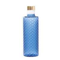 botella tallada zafferano de vidrio borosilicato azulado con tapon