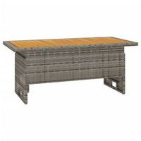 mesa de jardin  mesa de exterior madera maciza acacia y ratan gris 100x50x4363cm
