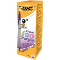 bic cristal fun ballpoint pen 06mm line purple pk20