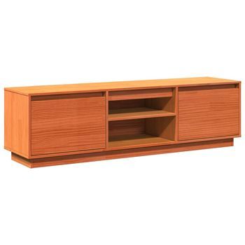 Mueble De Tv | Mueble De Salón | Gabinete De Tv Madera Maciza De Pino Marrón Cera 140x35x40 Cm