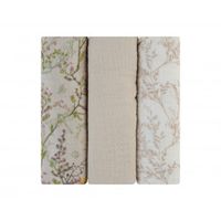 juego de panales de muselina 3 uds 75x75 cm secret garden beige
