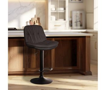 Taburete de tela laurel gris oscuro 54x46x92 cm