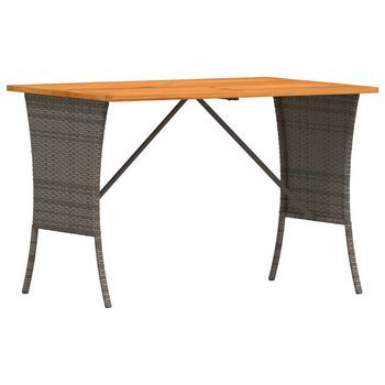 Mesa De Jardín，mesa Para Exteriores，mesa De Patio Superficie De Madera Ratán Pe Gris 105x75x72 Cm
