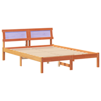 estructura de cama con cabecero y led marron encerado 120x190 cm madera solida de pino cfw76955