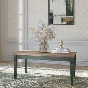 Mesa de centro paneles de aglomerado verde y madera