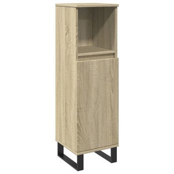 Armario De Baño Madera Contrachapada Roble Sonoma 30x30x100 Cm Vidaxl