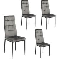 pack 4 sillas comedor denia de tela gris con patas de metal gris x 4 unidades