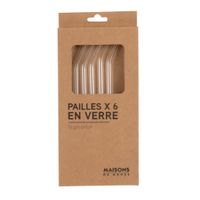 set de 6 pajitas de vidrio con cepillo de limpieza