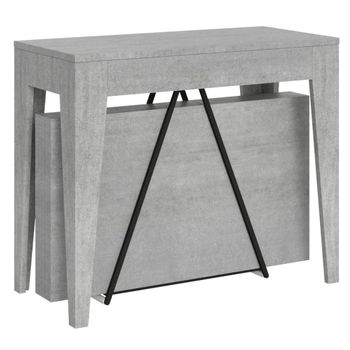 Consola extensible 90x42/302 cm efecto madera, cemento