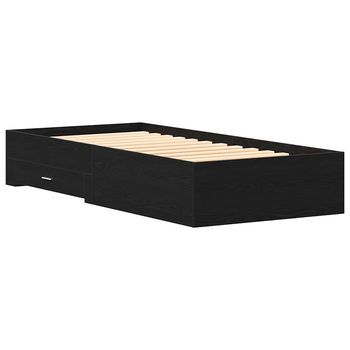Estructura De Cama Con Cajones Roble Negro 90 X 190 Cm