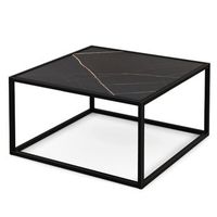 mesa de centro rectangular con aspecto de marmol y tablero de imitacion de marmol 70 x 70 x 40 cm color negro
