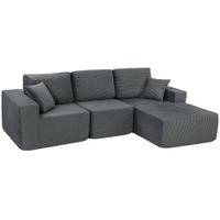 homcom sofa rinconero modular sofa-cama en l con asiento profundo reposabrazos anchos 2 cojines gris oscuro   aosom espana