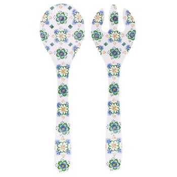 Cubiertos de ensalada de melamina 33 cm con estampado azuleros