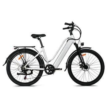 Bicicleta Eléctrica Urbana Hedatx Tx2, 768 Wh, 7 Velocidades, Blanca