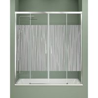 mampara banera frontal corredera 2 puertas - 2 fijos serigrafia  cristal de 6mm  antical  140-180cm  serigrafia - cromo brillo - serigrafia  165 cm adaptable 159-164cm
