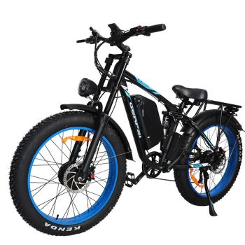 [EU Direct] GERPSI DP2603 Bicicleta eléctrica con luz trasera Amortiguador de doble hombro Batería 52V 32Ah 1500W*2 Moto