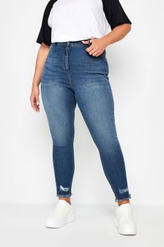 Vaqueros Moldeadores Pitillo Azul Ava Con Bajo Desgarrado, Mujer Curvy Y Tallas Grandes, Yours