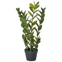 planta artificial en maceta de material sintetico verde y negro 76 cm accesorio decorativo para interiores zamiifolia