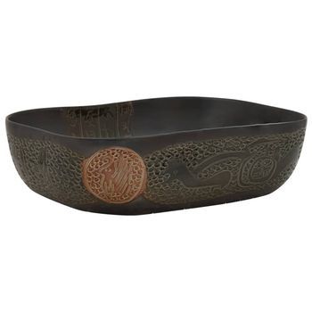 Lavabo Sobre Encimera Rectangular Cerámica Negro 48x37,5x13,5cm Vidaxl