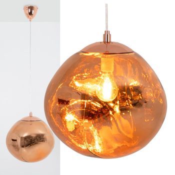 Lámpara Colgante Diseño Moderno Con Pantalla De Cristal Metalizado Grande Rosa