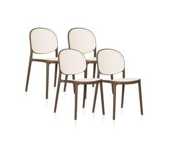Pack 4 sillas de exterior en taupé y ratán 45x45 cm klux taupé - rattan 45 x 84 x cm