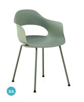 pack 4 sillones pp color pistacho con patas metalicas