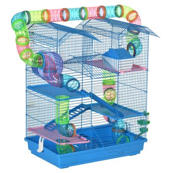 PawHut Jaula para Hámster de Múltiples Niveles con Casa Plataformas 47x30x59cm