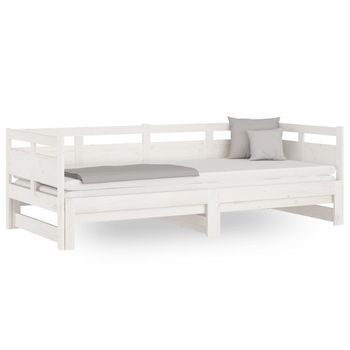 Sofá Cama | Cama Para Adultos Extraíble Madera Maciza De Pino Blanco 2x(80x200) Cm