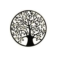 decoracion pared led metal 99x2x99 arbol pajaros