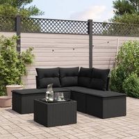 conjunto de sofas de jardin 6 uds  mueble jardin mesa y sillas y cojines ratan sintetico negro cfw813853