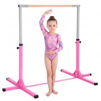 homcom barra de gimnasia para ninos de 3 anos barra de entrenamiento altura ajustable 92-150 cm carga 75 kg 194x121x150 cm rosa   aosom espana