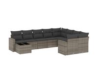vidaxl set de sofas de jardin 10 pzas con cojines ratan sintetico gris