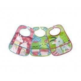 Set de baberos de rizo y EVA con recogemigas 3 uds Lama-Cactus-Goat