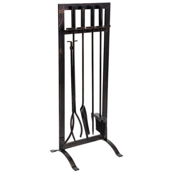Herramientas para la chimenea de metal negro set 5  30.5x27x79.5h cm