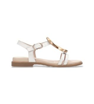 Hispanitas para mujer. HV264765 Sandalias Bali blanco roto (40), Piel, Plano, 1 a 3cm, Hebilla, Casual