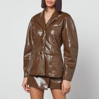 ganni patent faux leather blazer - eu 40uk 12