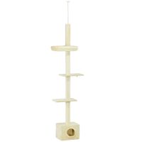 pawhut arbol rascador para gatos poste rascador altura ajustable 44x31x240 - 270a cm 4 niveles de actividades con caseta   aosom espana