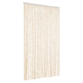Cortina Antimoscas Chenilla Beige Y Blanco 100x220 Cm