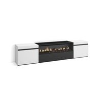 mueble tv television muebles de salon almacenaje 200x35x45cm para tv hasta 80 chimenea electrica estilo moderno blanco y negro
