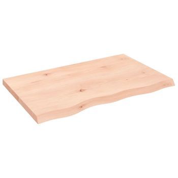 Tablero De Mesa Madera Maciza Roble Sin Tratar 80x50x(2-4) Cm Vidaxl